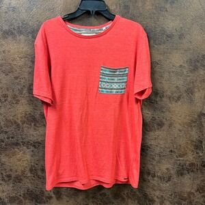 On The Byas Large Unisex Y2K Red Aztec Native Pocket Crewneck  Surf Beach